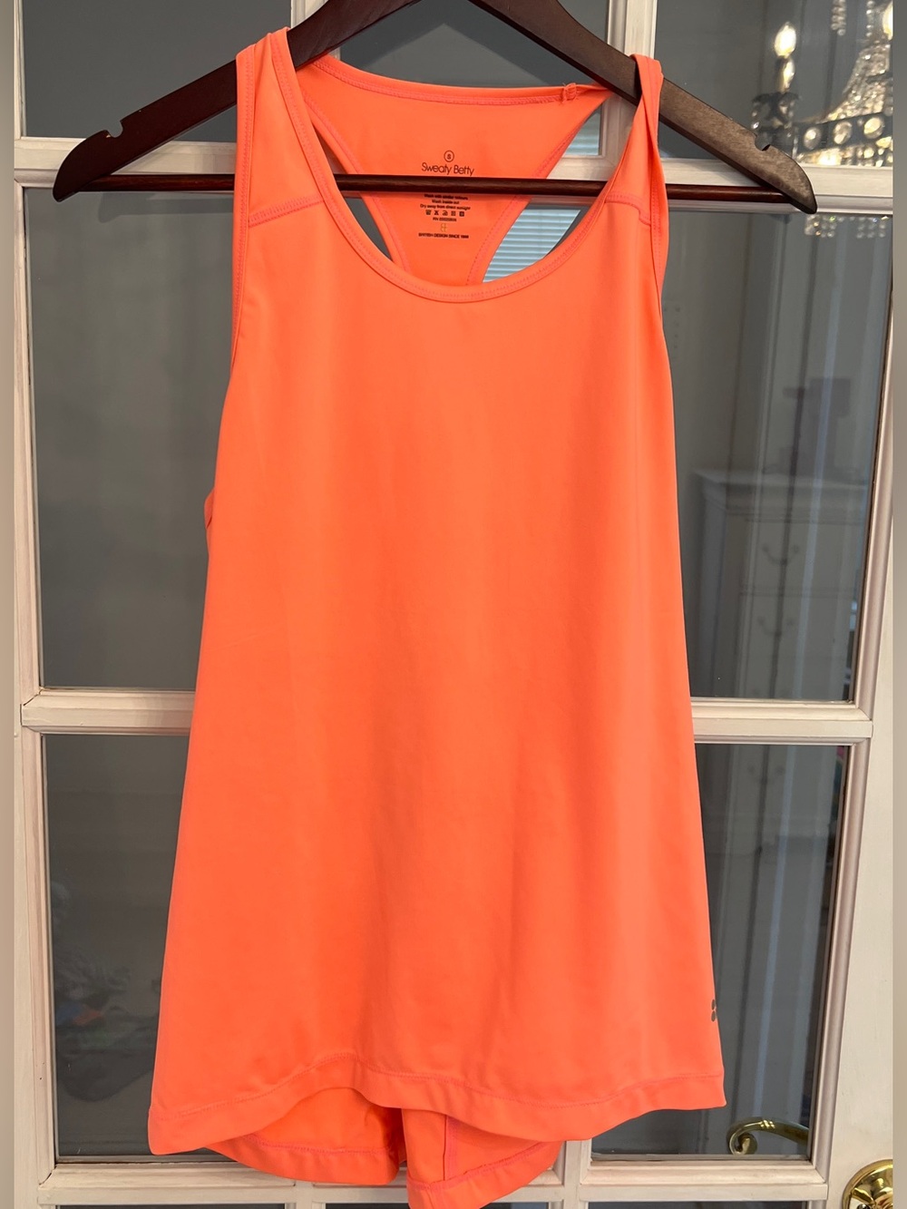 SWEATY BETTY Women’s Neon Orange Flowy Racerback Active Tank Top Size S